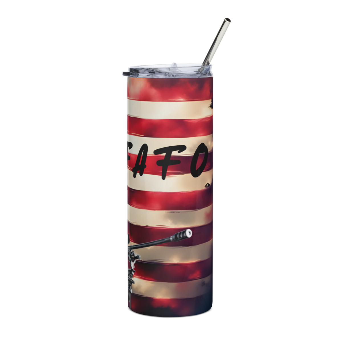 American flag FAFO tumbler for gun rights supporters, reusable straw included
