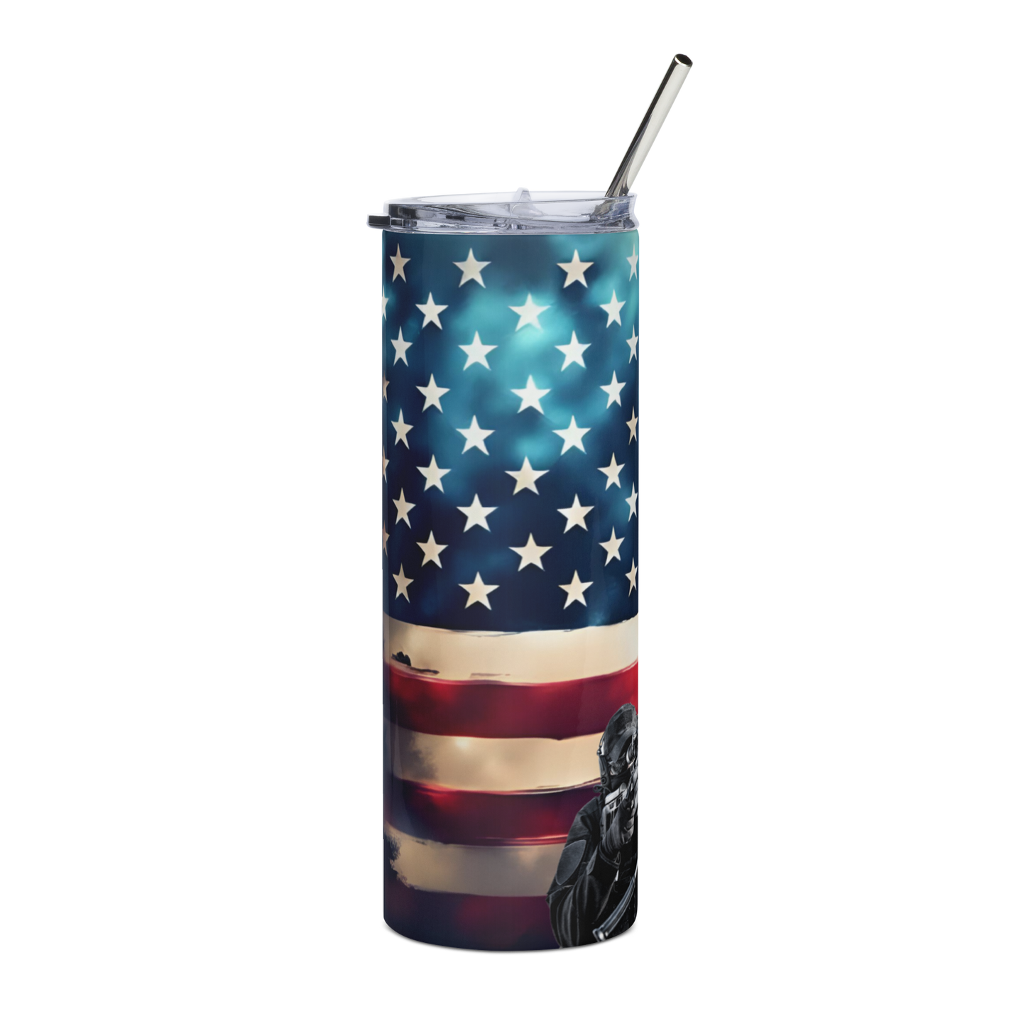 FAFO 20oz patriotic tumbler with sniper design, clear lid, straw, and cleaner for everyday use