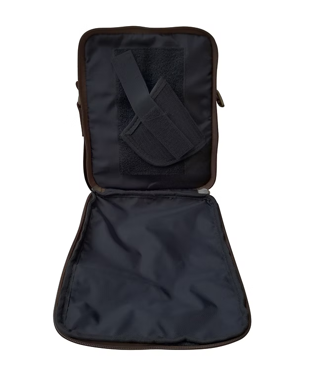 Black bag with a holster on a white background