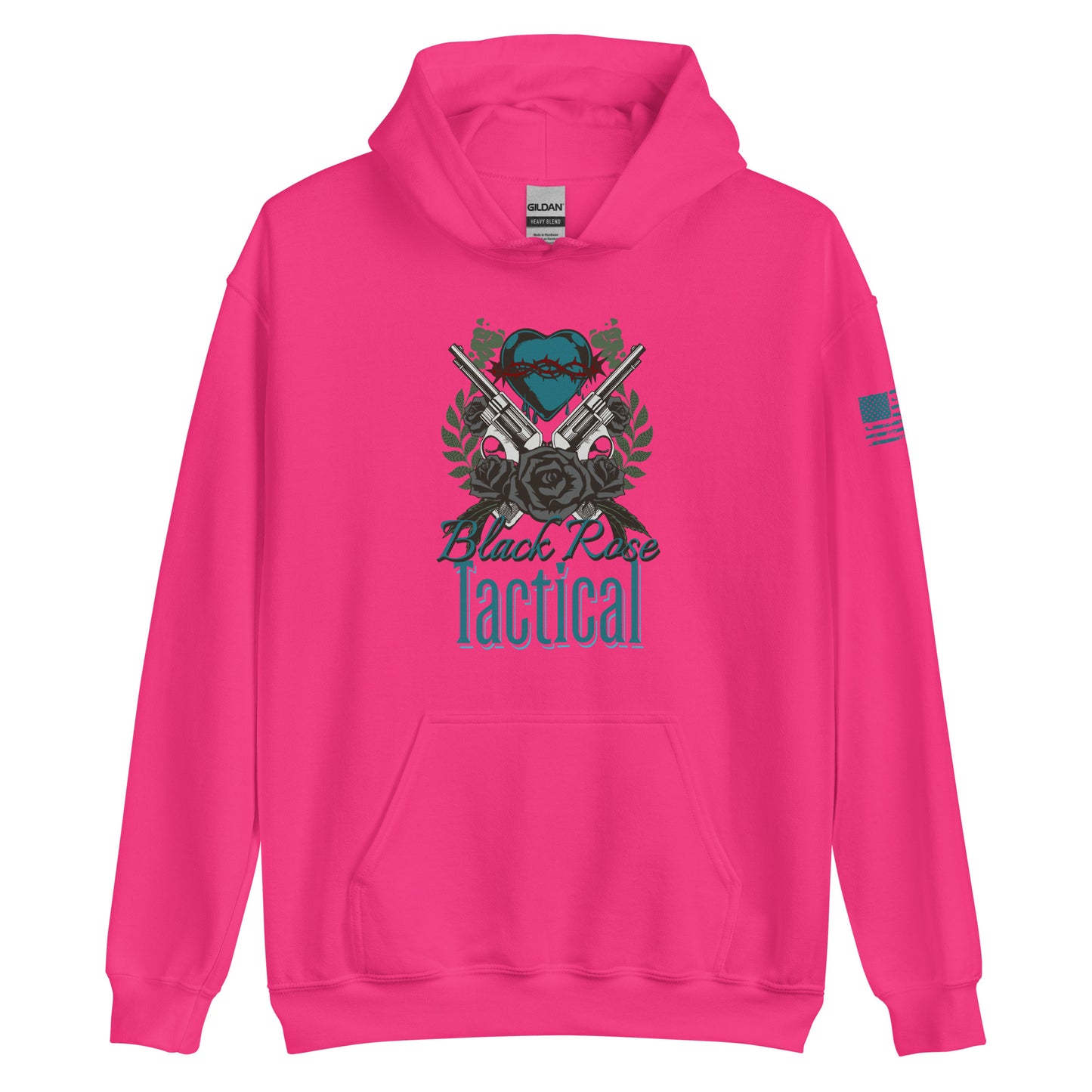 Black Rose Tactical hoodie, soft cotton blend, durable design with rib-knit cuffs and waistband