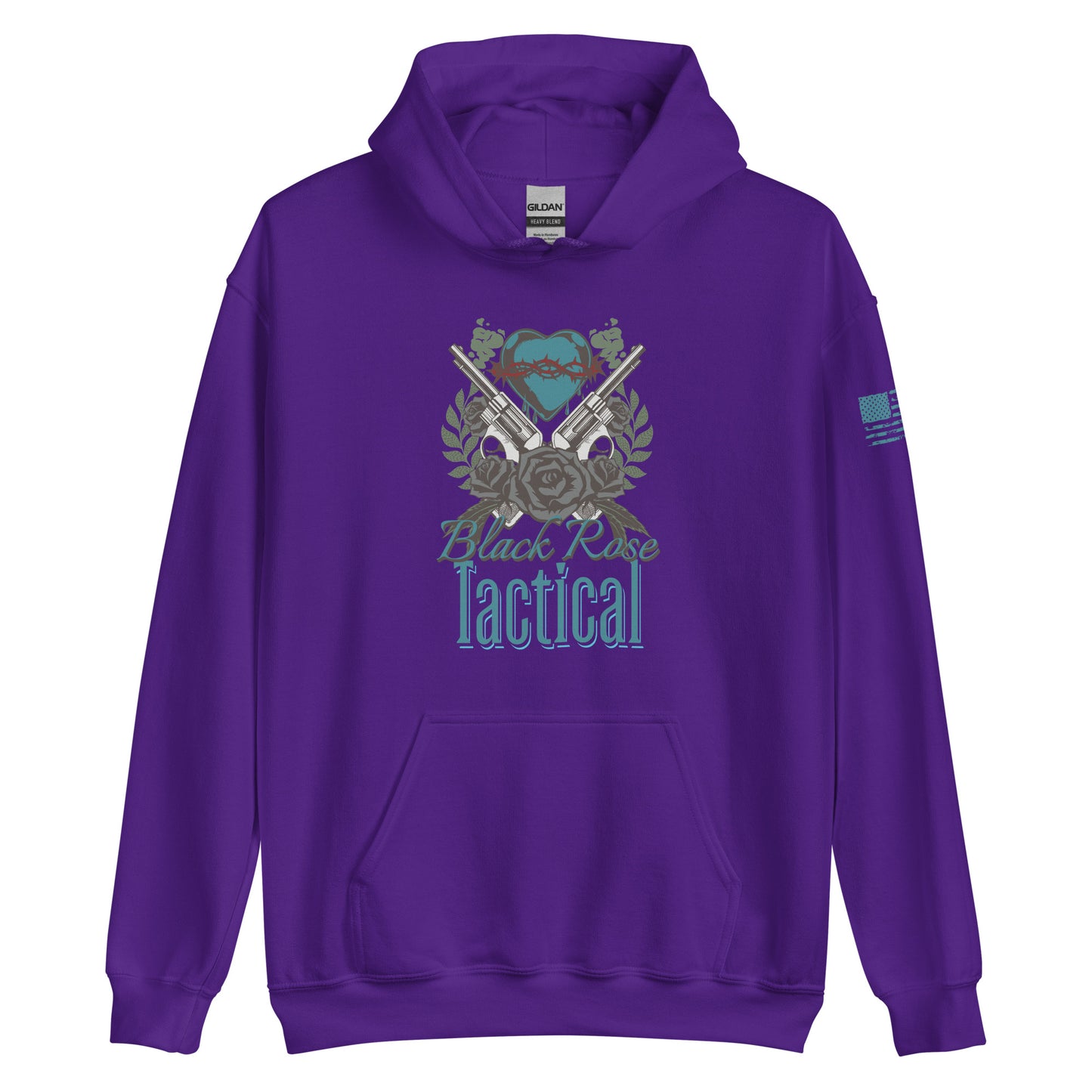 Unisex Black Rose Tactical hoodie, pro 2A sweatshirt with front pocket and double-lined hood