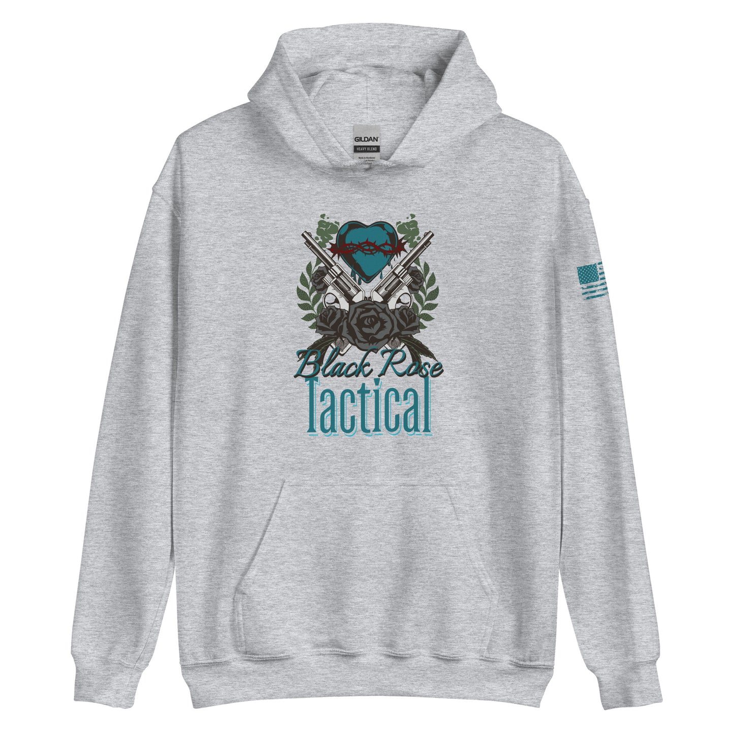 Patriotic Black Rose Tactical pullover hoodie, durable and comfortable for range or casual wear