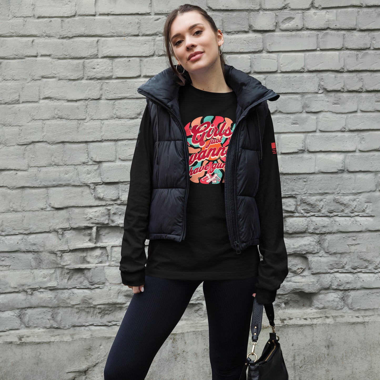 Front view of Girls Wanna Have Guns long sleeve t-shirt