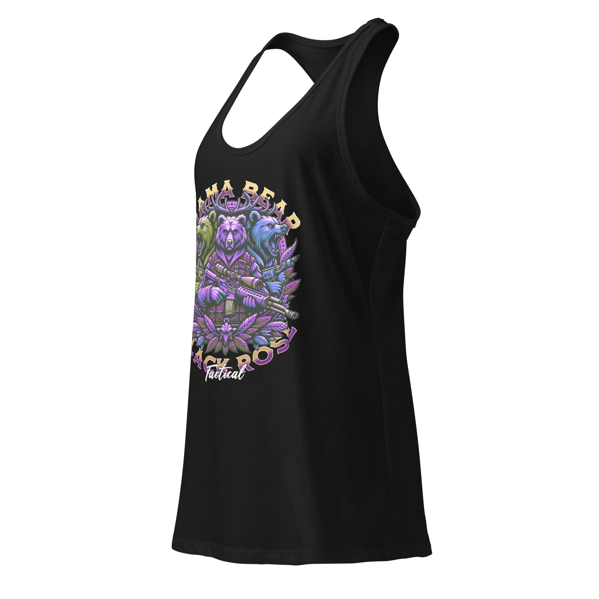 Cute Mama Bear graphic tank top with scoop neck, breathable and fitted silhouette