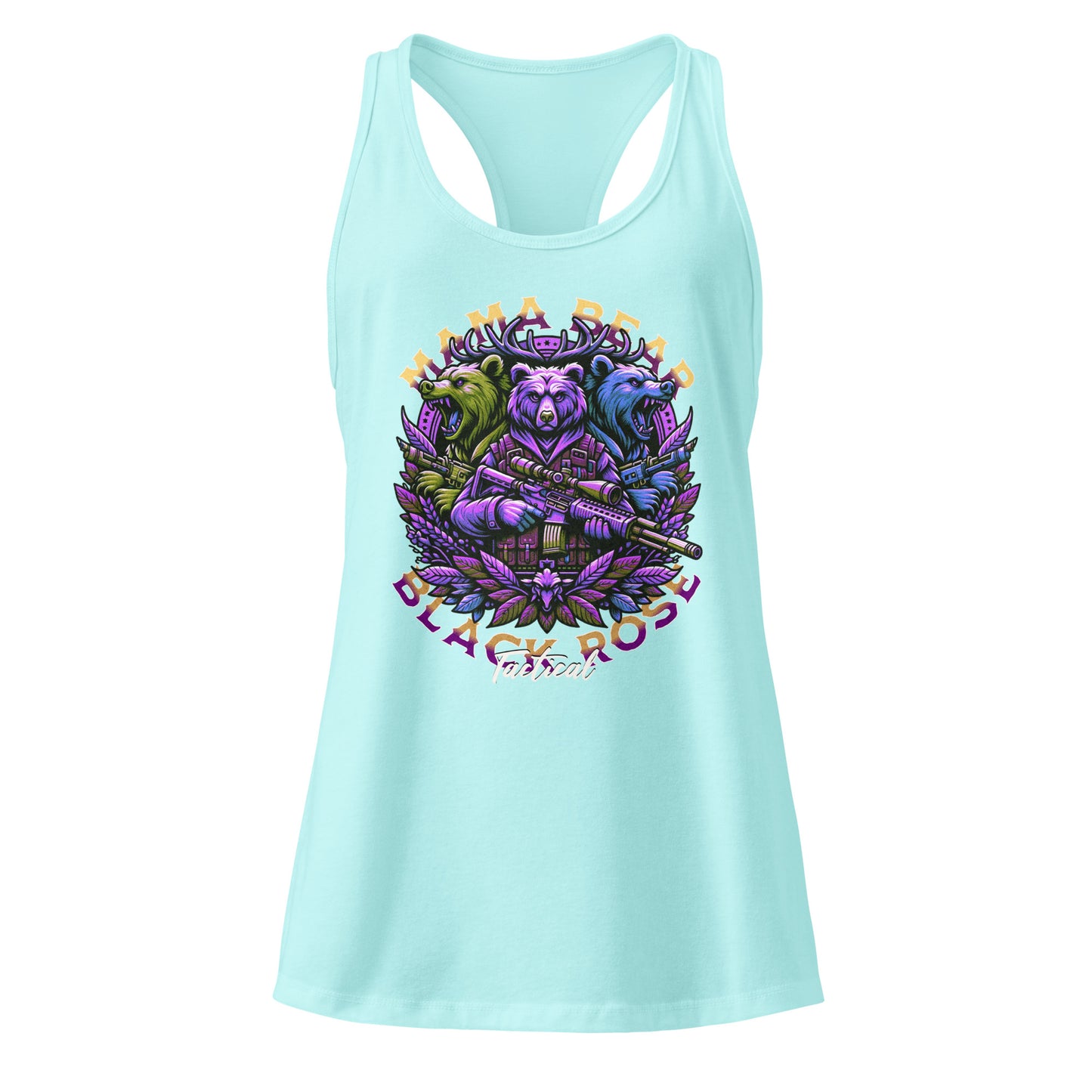 Mama Bear racerback tank styled with shorts, cute mom graphic summer outfit