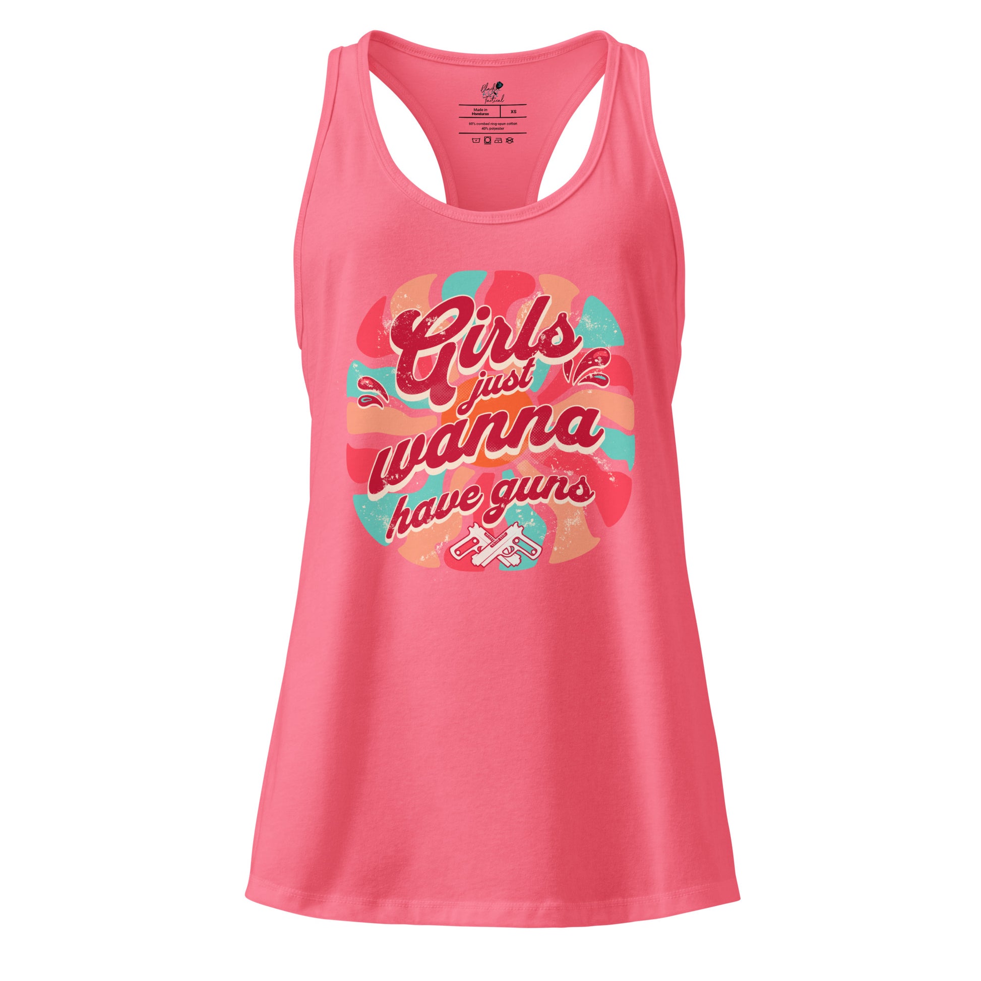 Outdoor casual look with Girls Just Wanna Have Guns fitted tank.