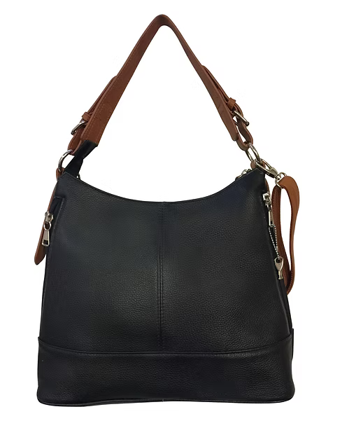 Concealed carry purse with dual-access rear firearm compartment