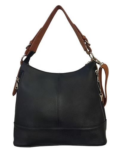 Concealed carry purse with dual-access rear firearm compartment