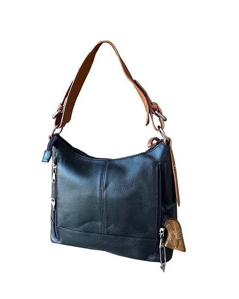 Black leather CCW purse with removable adjustable holster