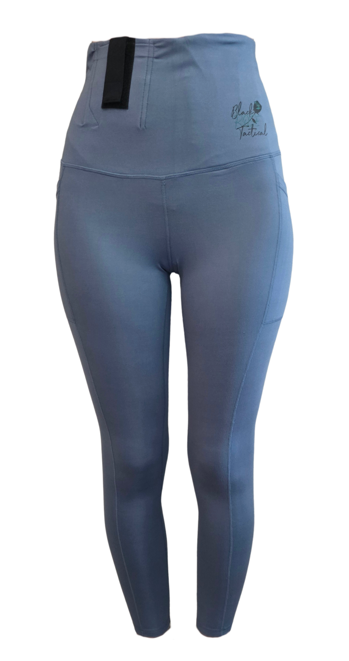 Blue riding pants with a visible brand logo on a white background