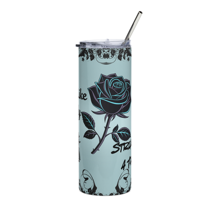20oz Carry Like a Lady tumbler, rose and firearm graphic, reusable straw and cleaner included