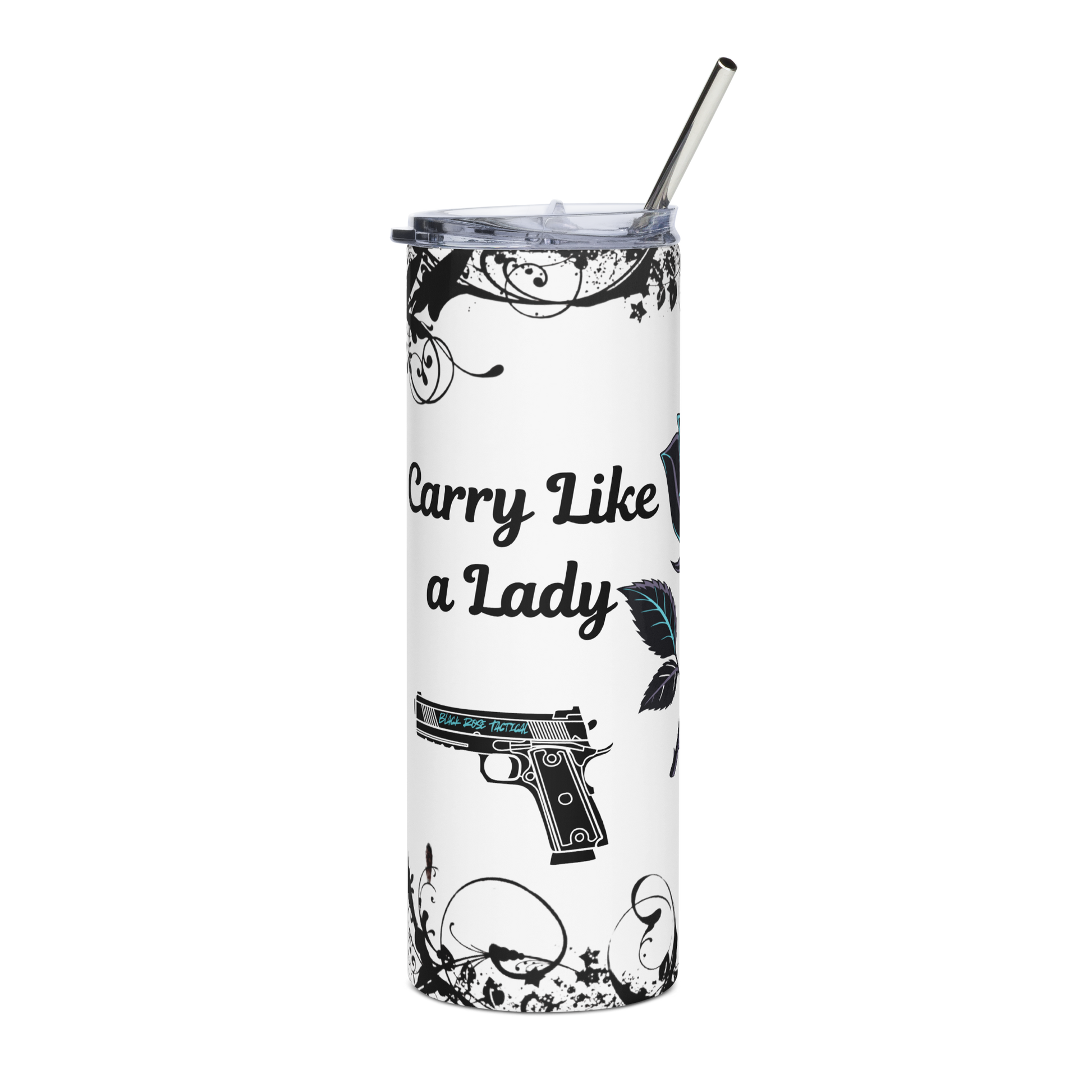 Durable 20oz Carry Like a Lady Strike Like a Thorn tumbler for women gun owners