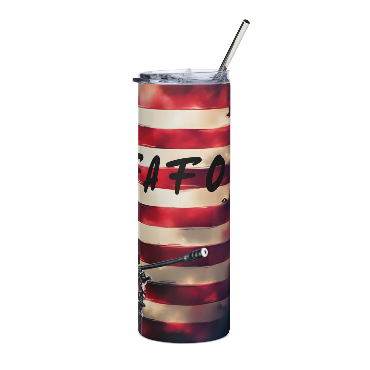 American flag FAFO tumbler for gun rights supporters, reusable straw included