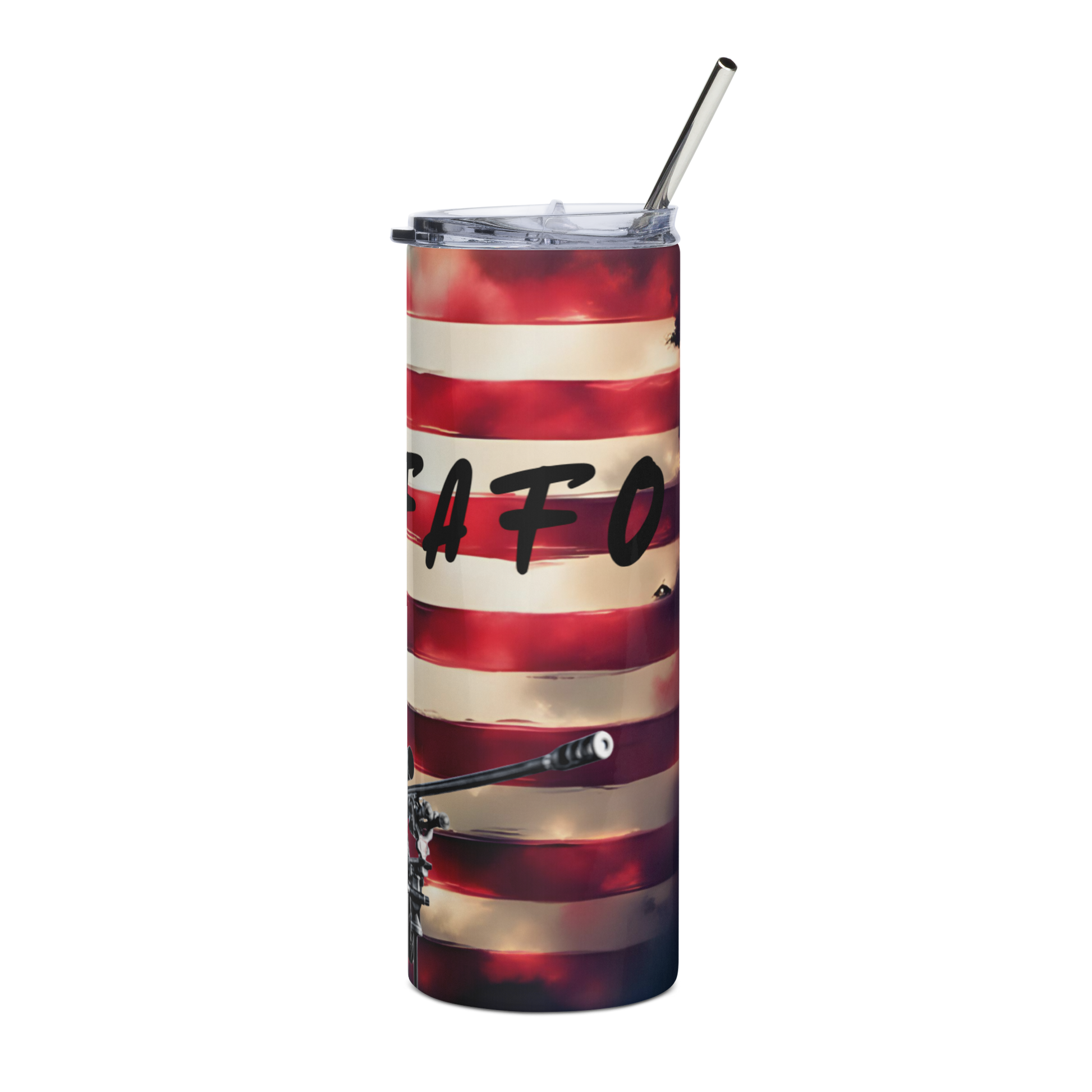 American flag FAFO tumbler for gun rights supporters, reusable straw included