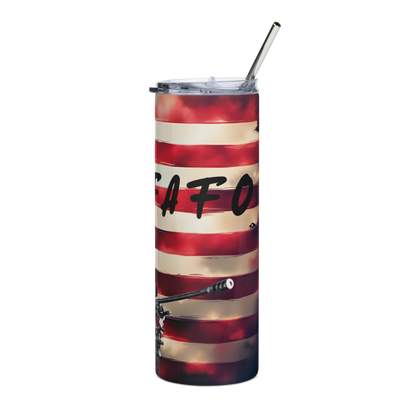 American flag FAFO tumbler for gun rights supporters, reusable straw included