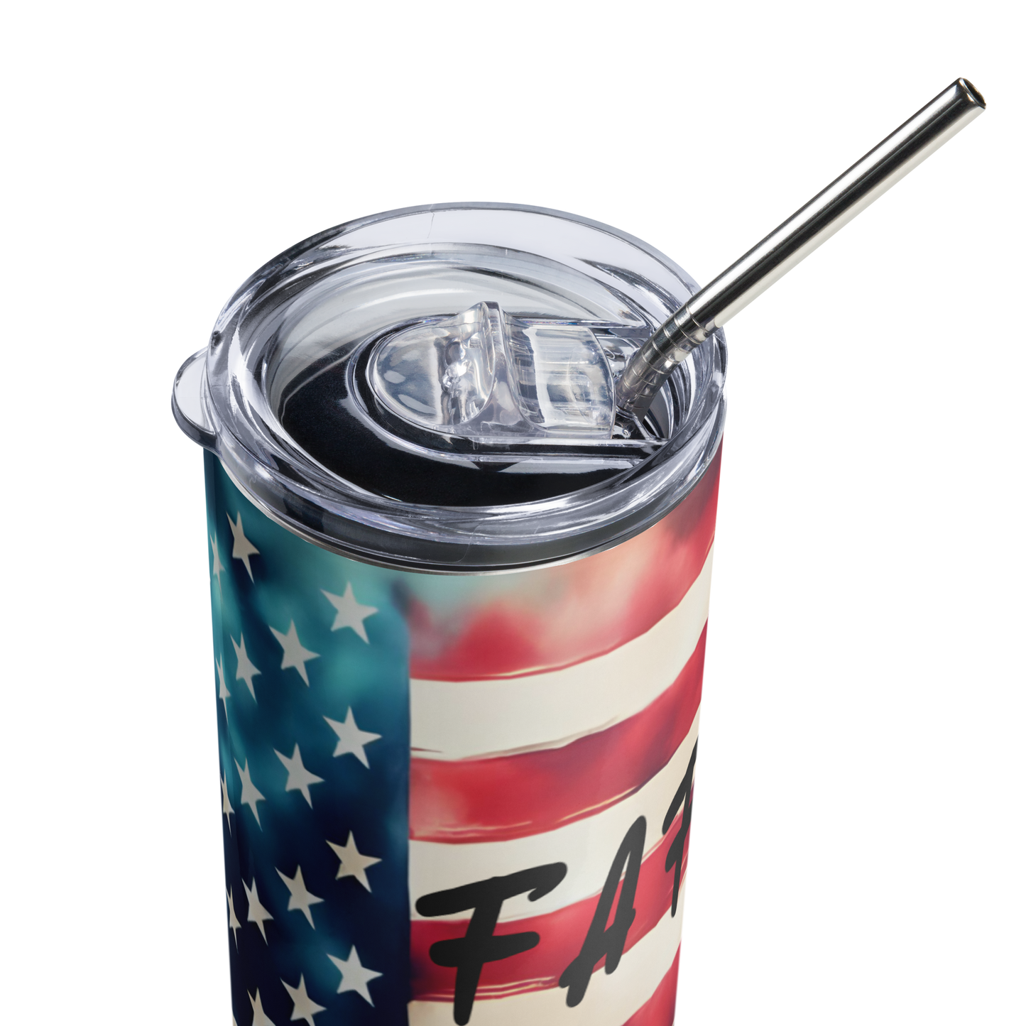 Durable FAFO tumbler with straw and cleaner, bold Second Amendment style