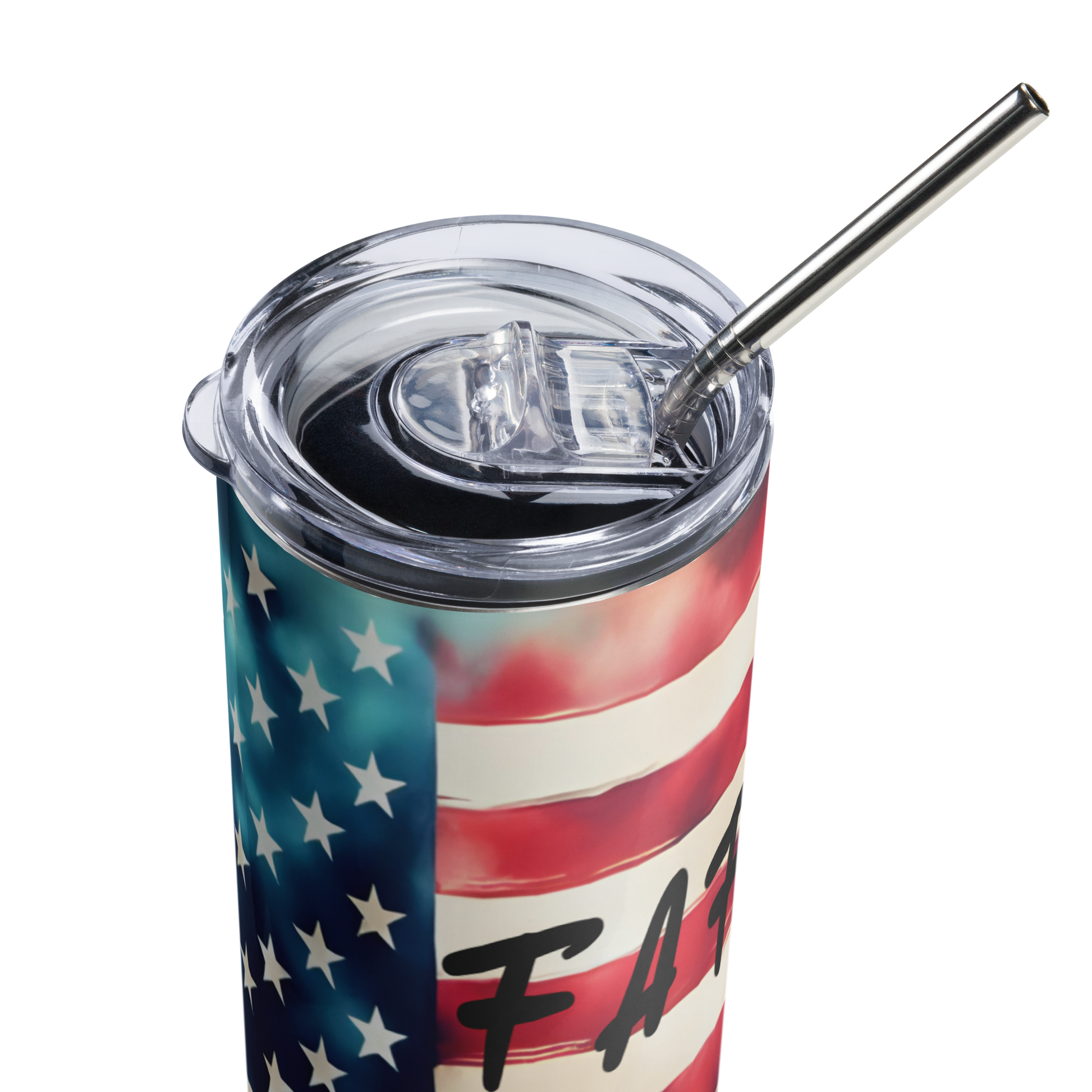 Durable FAFO tumbler with straw and cleaner, bold Second Amendment style