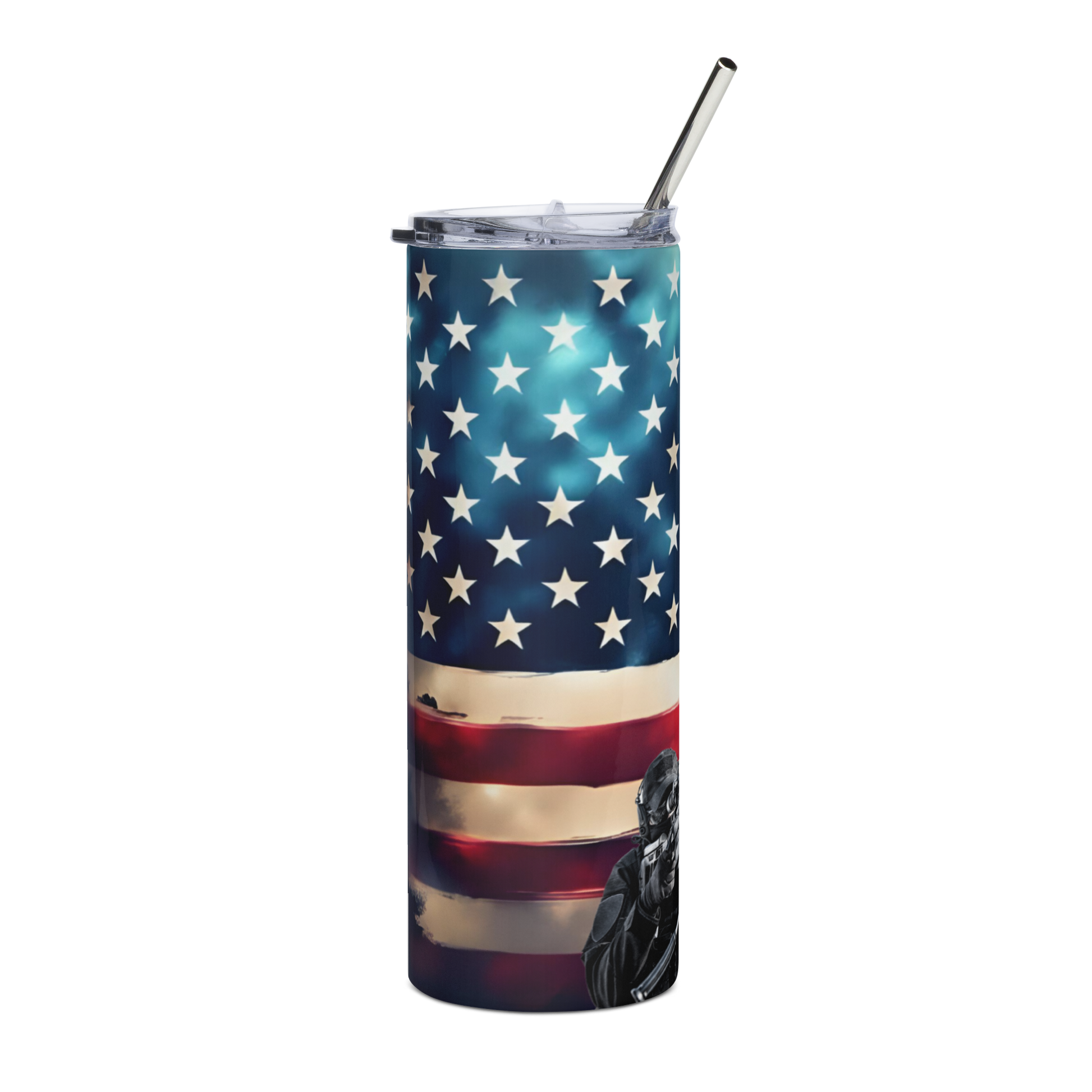 FAFO 20oz patriotic tumbler with sniper design, clear lid, straw, and cleaner for everyday use