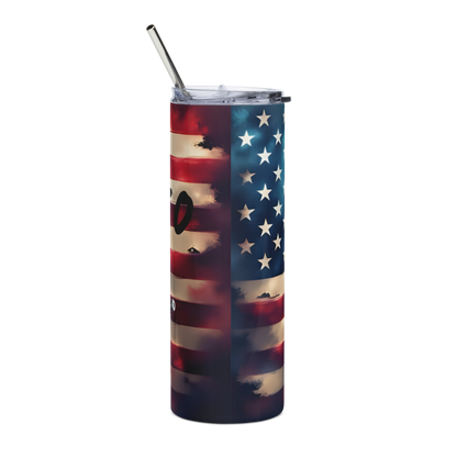 FAFO stainless steel cup with sniper artwork and patriotic flag design