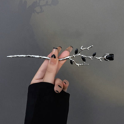 Black rose hair stick personal safety accessory
