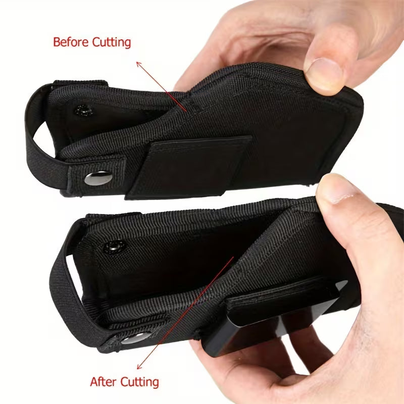 IWB/OWB ambidextrous gun holster with adjustable metal belt clip displayed on white background.