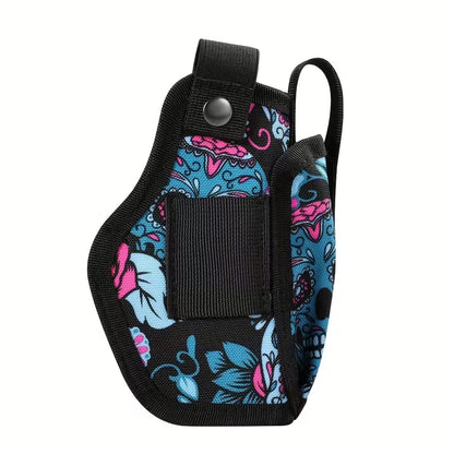 800D Nylon Candy Skulls concealed carry holster with magazine pouch shown from the front.