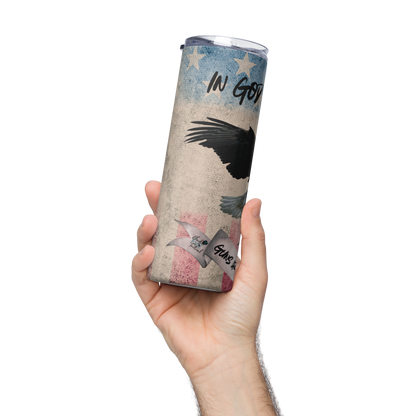 Faith and guns In God We Trust tumbler, patriotic design with reusable straw
