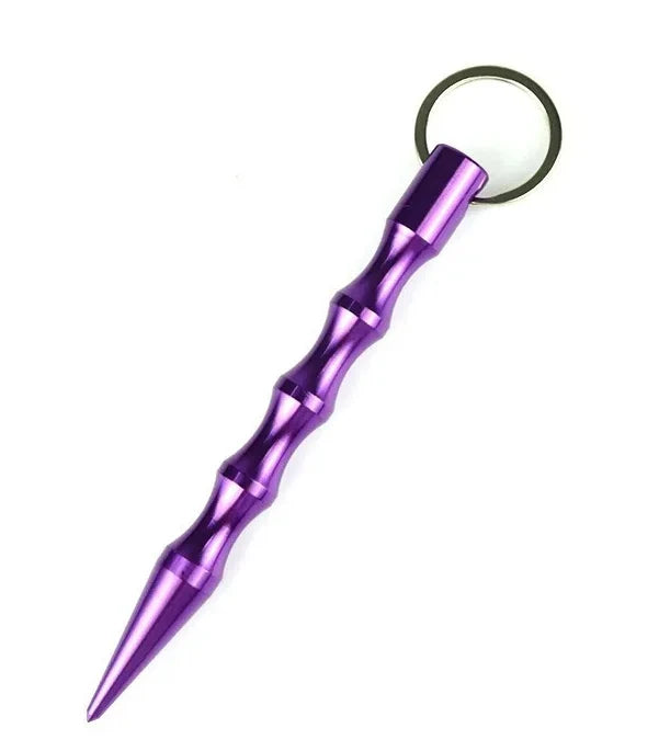 Purple keychain with a unique design on a white background
