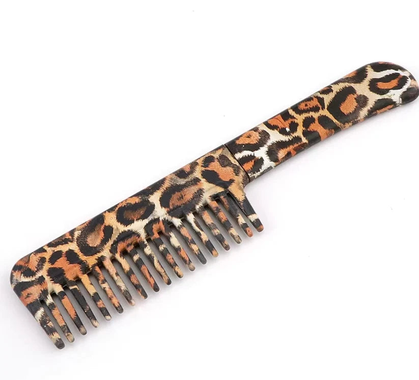 Leopard print hidden comb knife