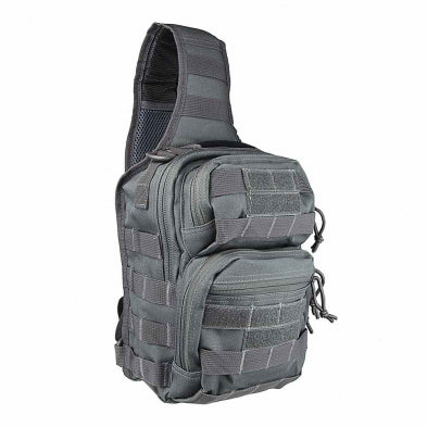 Side view of tactical sling backpack with padded adjustable shoulder strap