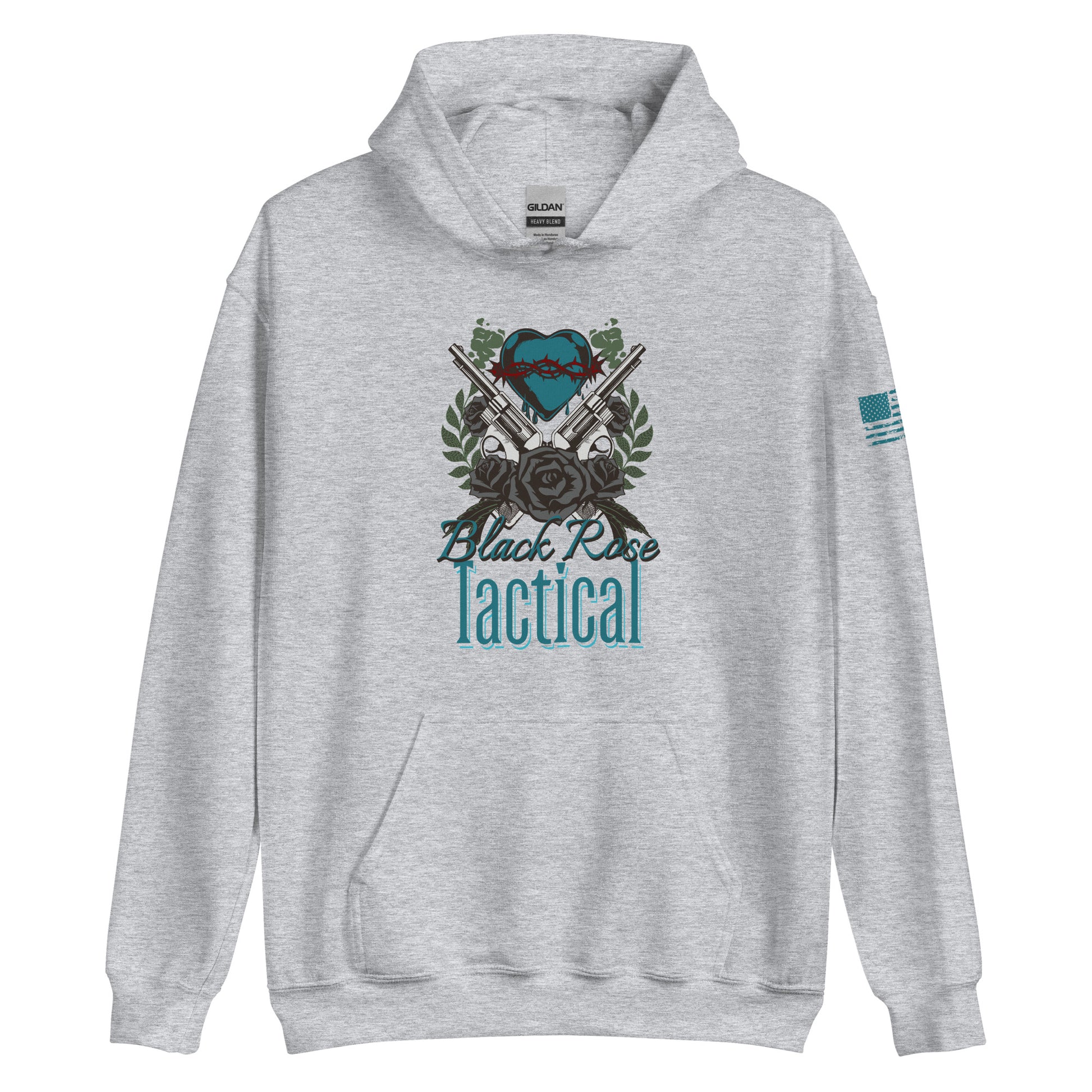 Patriotic Black Rose Tactical pullover hoodie, durable and comfortable for range or casual wear