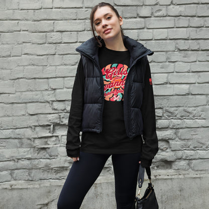 Front view of Girls Wanna Have Guns long sleeve t-shirt