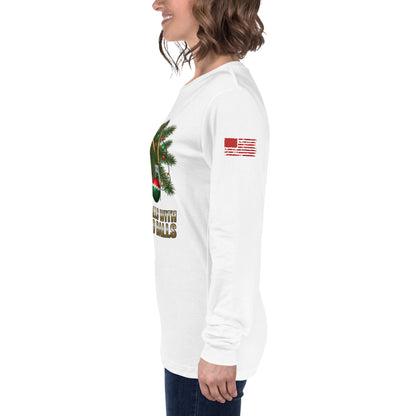 Deck the Halls American Flag on Left Sleeve white shirt