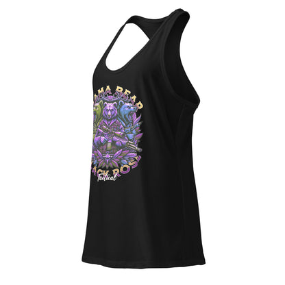 Cute Mama Bear graphic tank top with scoop neck, breathable and fitted silhouette